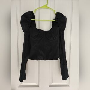 Weworewhat long sleeve corset top, size 0, black